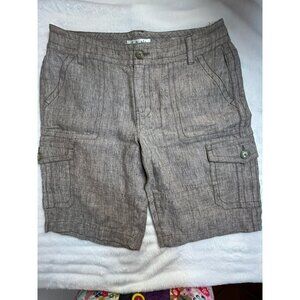 Cabi Women's Linen Mid Rise Waist Outdoor Casual Cargo Shorts Brown 10